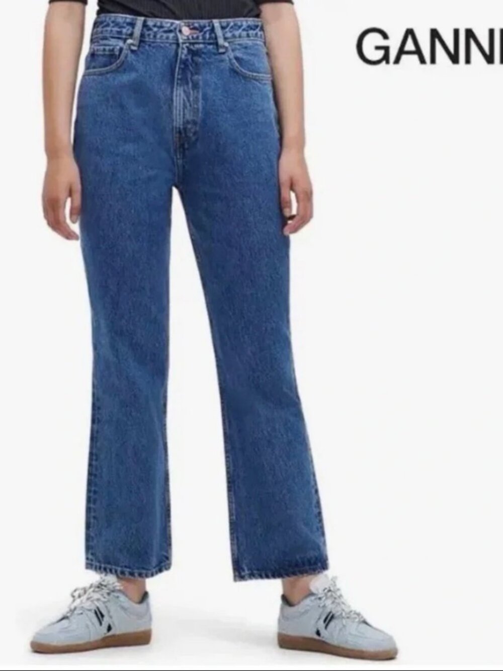 Ganni Betzy Cropped Jeans NWT Slim Flare High Rise Denim — Size 27